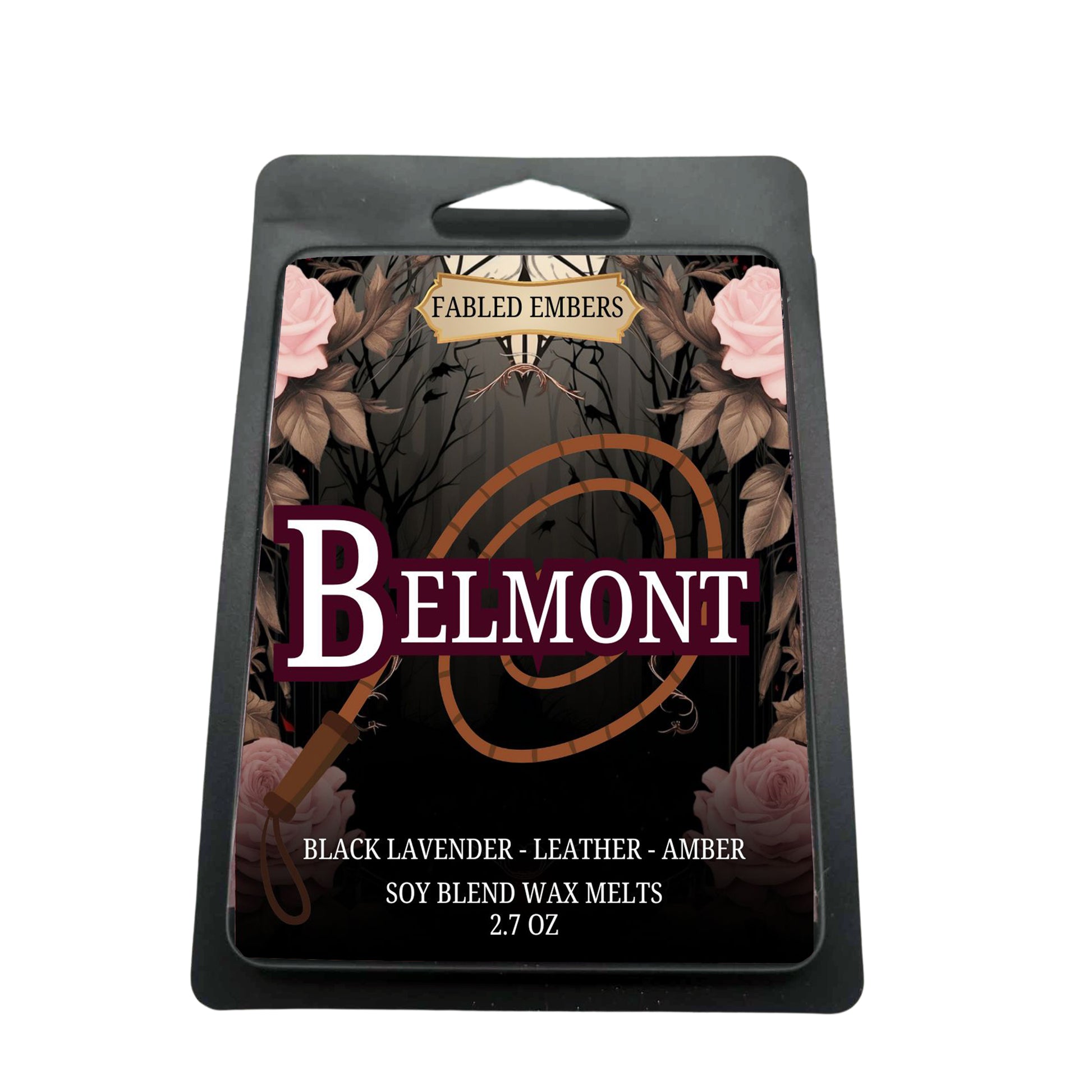 BELMONT Trevor castlevania inspired wax melt in black matte clamshell 2.7oz
 Scent: dark lavender, amber, salt, wood, hint of lemon, leather