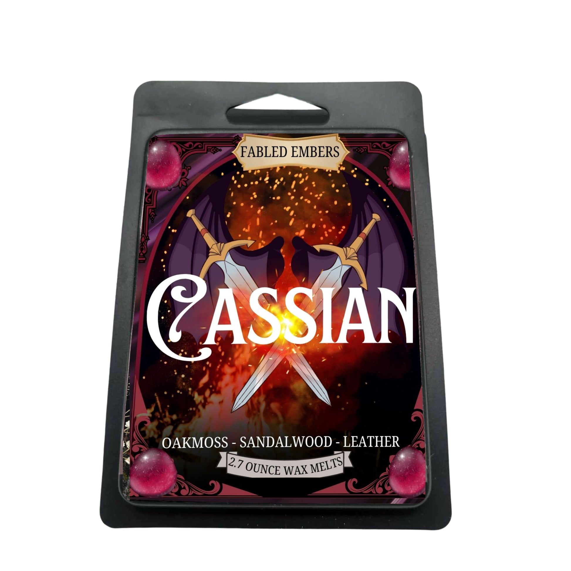 CASSIAN smells like a sexy bat boy from the Night Court.  Oakmoss, leather, peppercorns, and sandalwood.  Bookish Wax melts