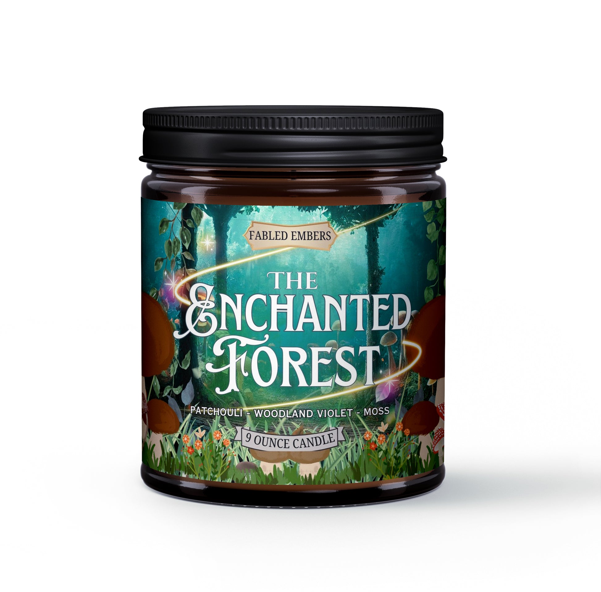 ENCHANTED FOREST smells like moss and mist with patchouli and woodland rose. 9oz coconut soy wax candle. 