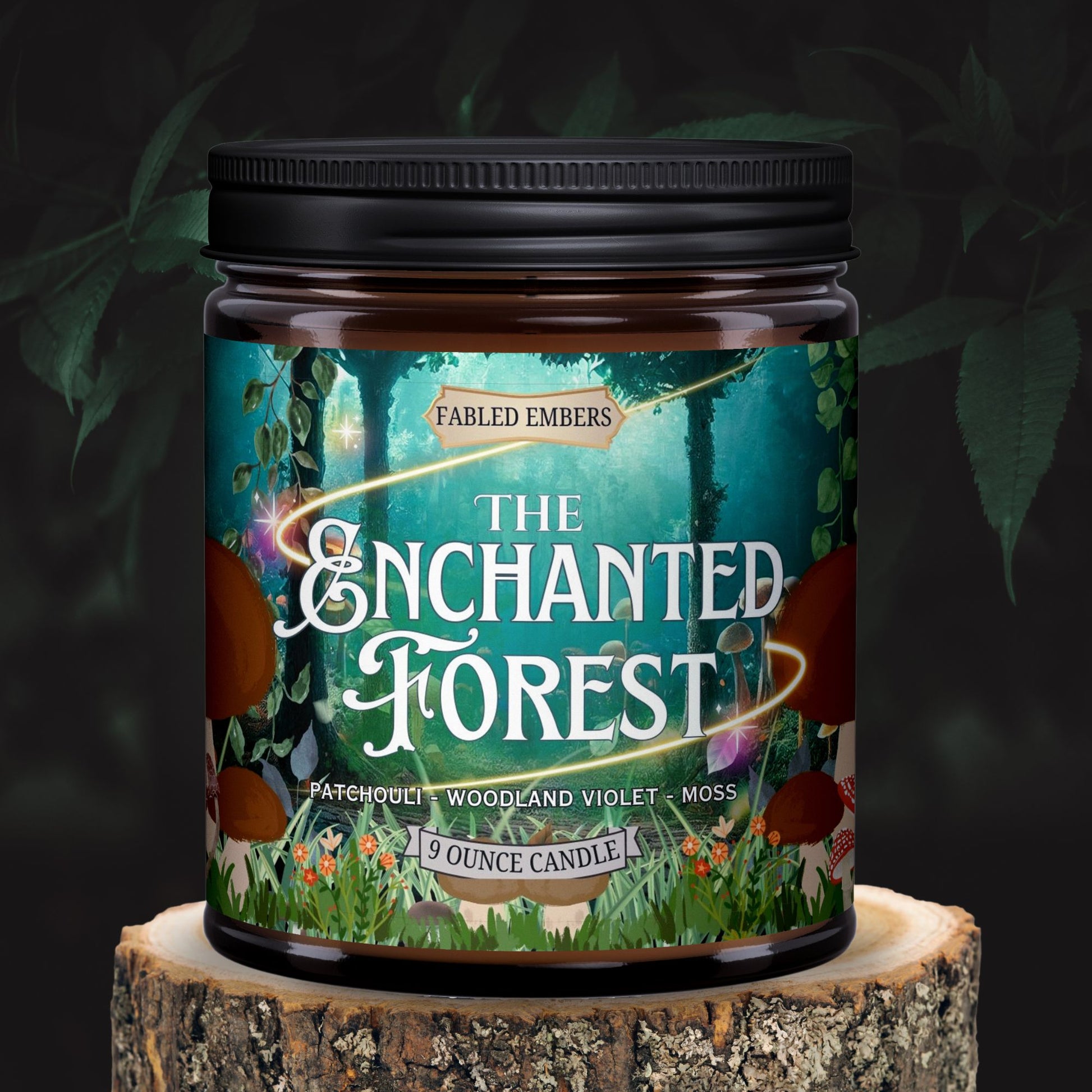 ENCHANTED FOREST smells like moss and mist with patchouli and woodland rose. 9oz coconut soy wax candle. 