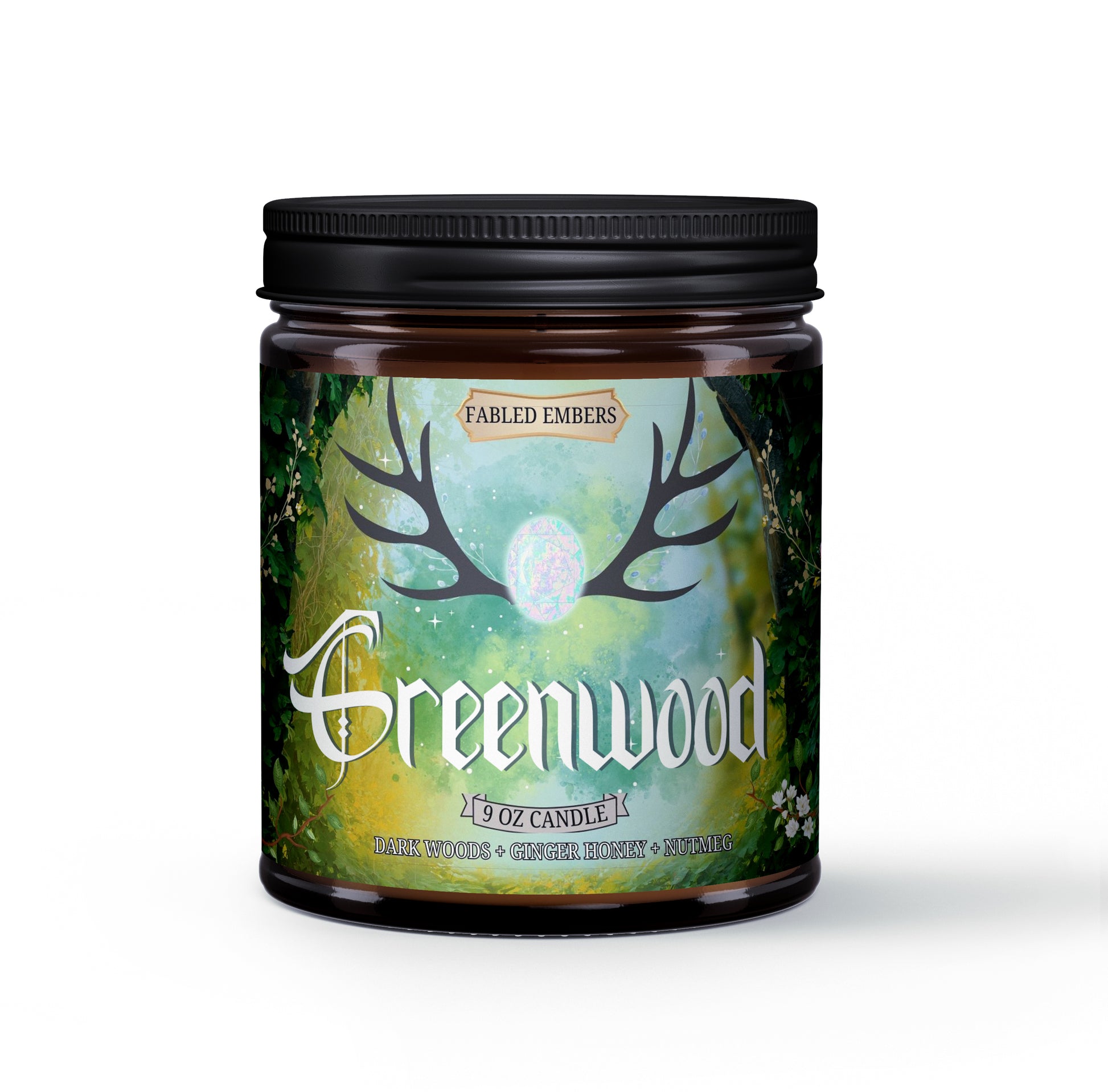 Woodland Realm of Greenwood 9 ounce candle Fantasy Middle Earth gift for book lovers, smells like forest wood and chai