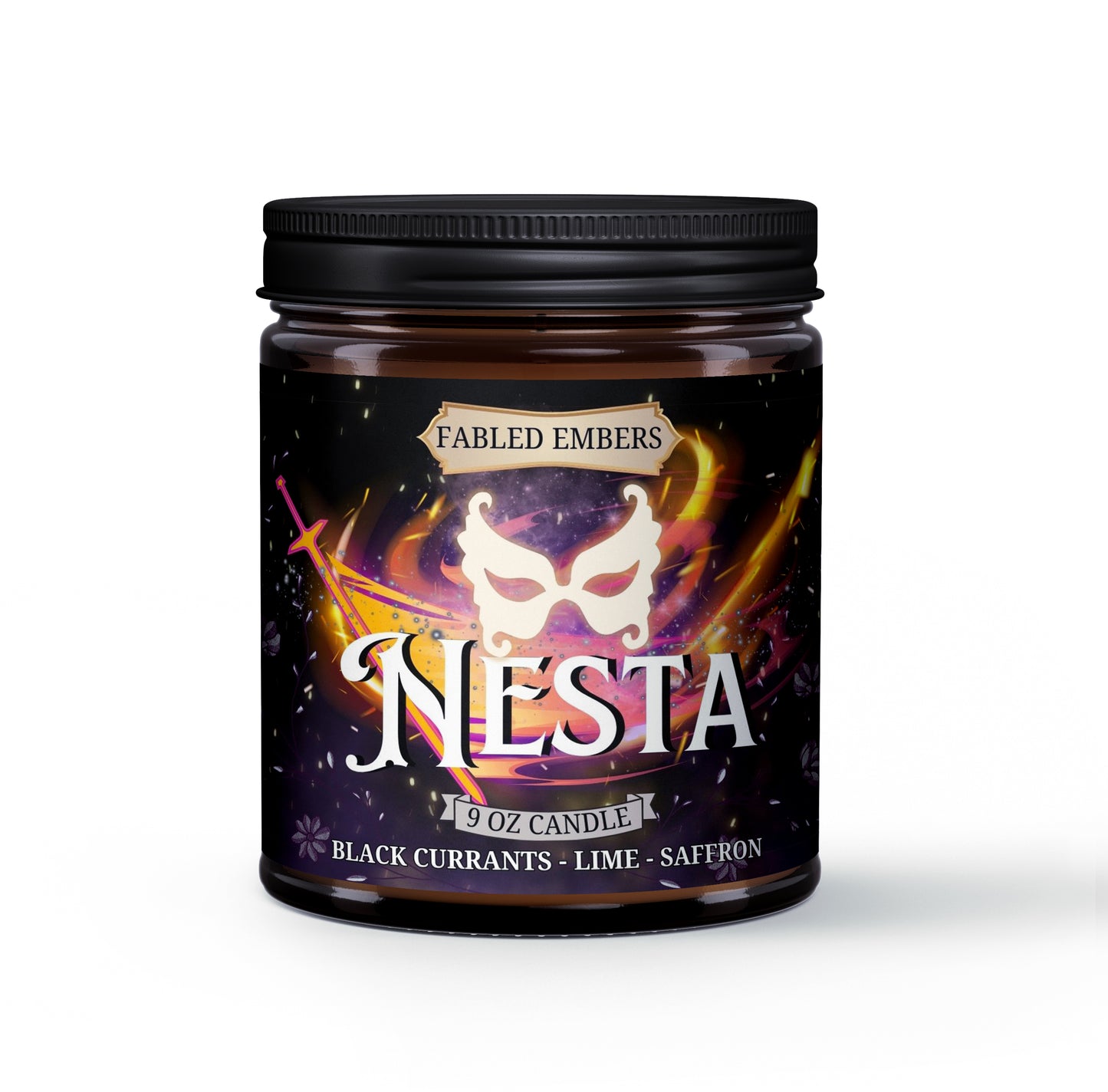 Nesta Archeron - Lady Death  9 ounce Coconut Soy Candle smells like black currant lime and saffron