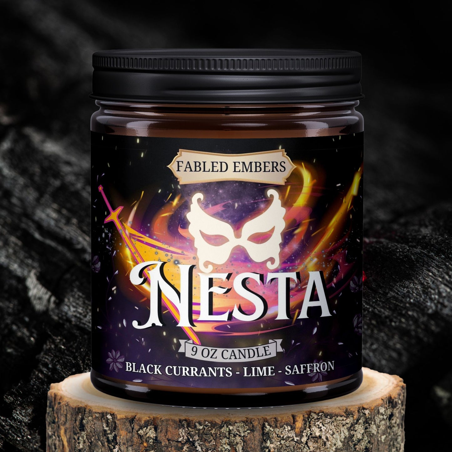 Nesta Archeron - Lady Death  9 ounce Coconut Soy Candle smells like black currant lime and saffron