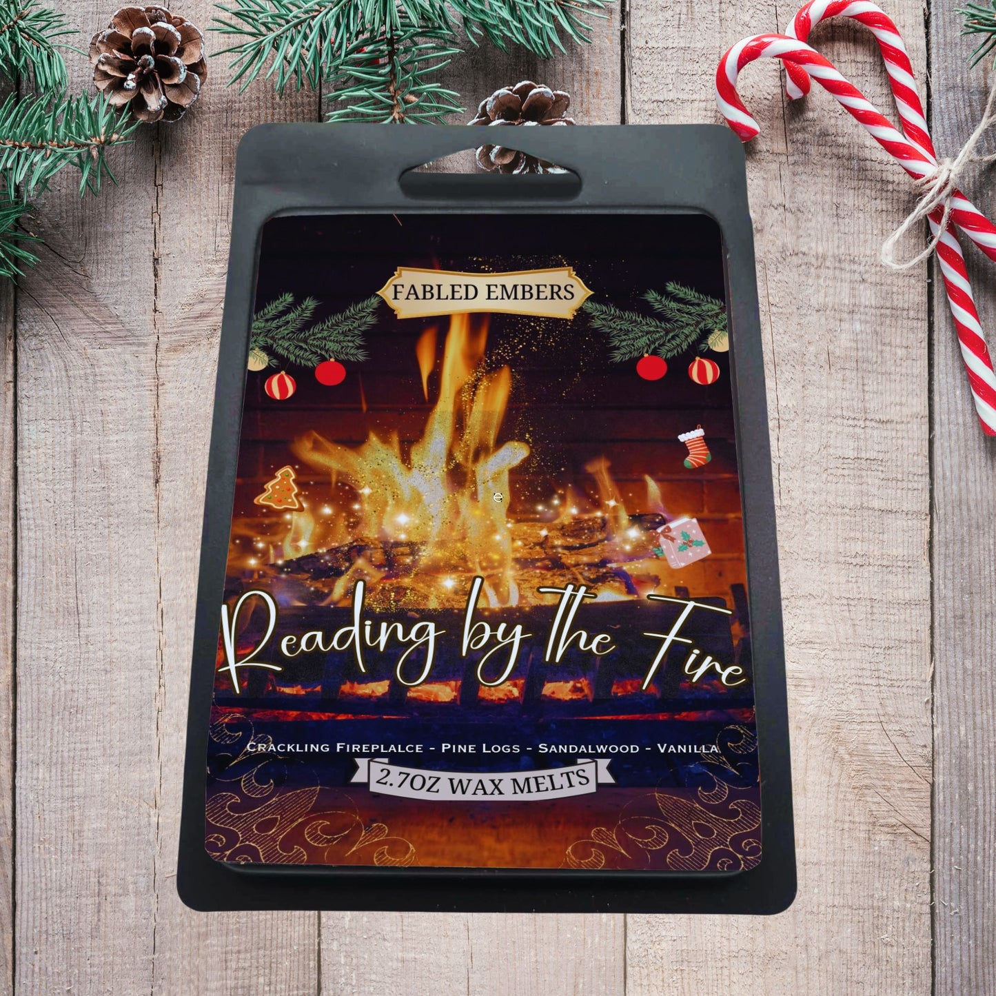 READING BY THE FIRE wax melts - vanilla + sandalwood + fireplace embers