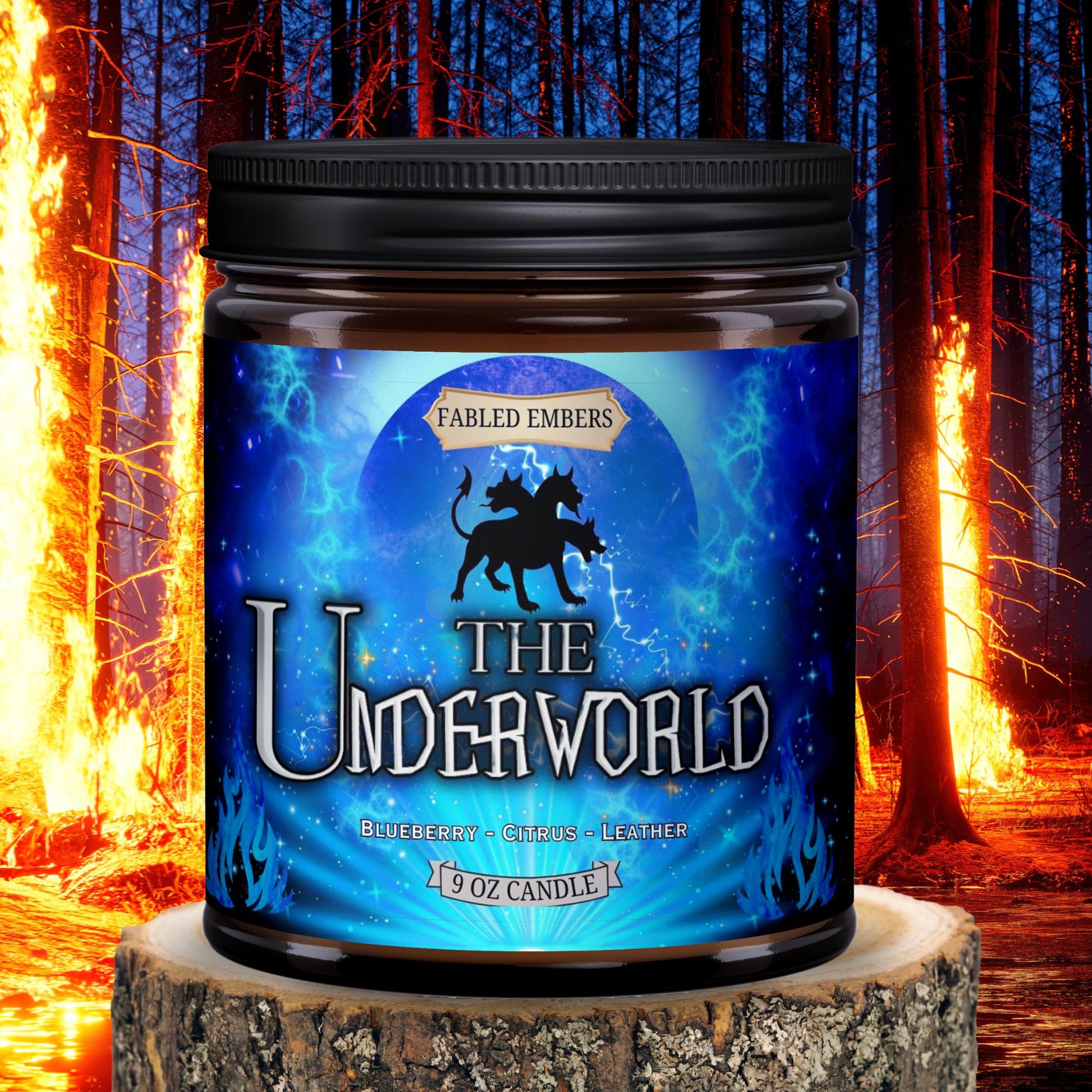 The Underworld Candle - Bookish Hades and Persephone Lore, Smells like blueberry leather and citrus